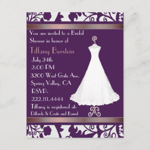 Rich Purple Damask Bridal Shower Invitation