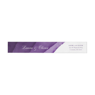 Rich Purple Watercolor Wedding Wrap Around Label
