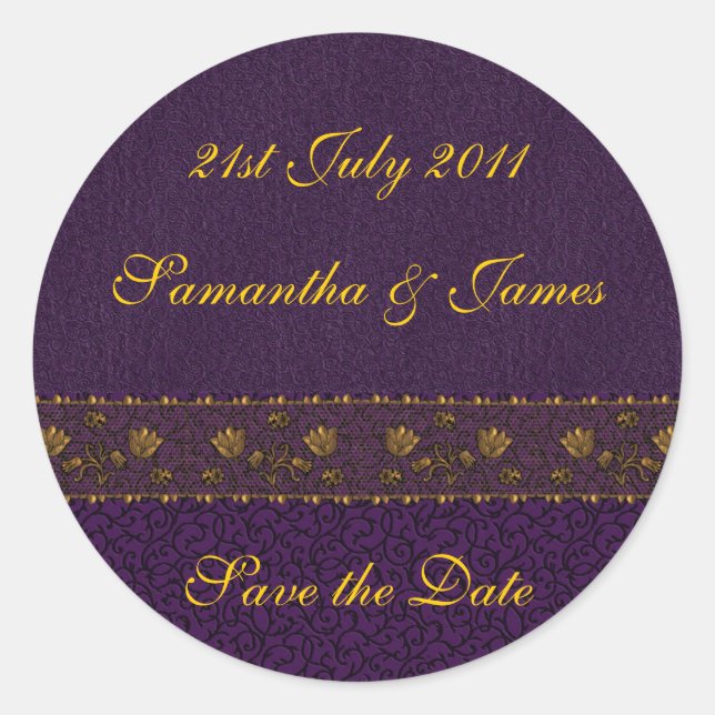 Rich Purple Wedding Classic Round Sticker (Front)