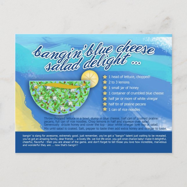 Rich Recipes - BANGIN' BLUE CHEESE SALAD Postcard (Front)