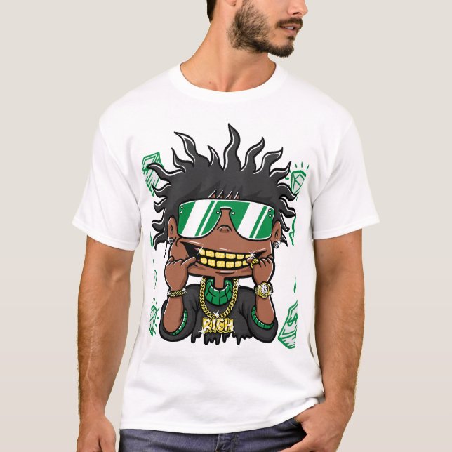 Rich & Reckless: Cartoon Wealth T-Shirts (Front)