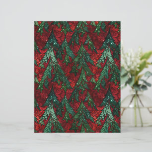 Rich Red and Emerald Mosaic Christmas Tree Paper