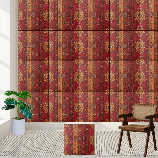 Rich Red and Gold African Design Tile (Rich Red and Gold African Design Tile)