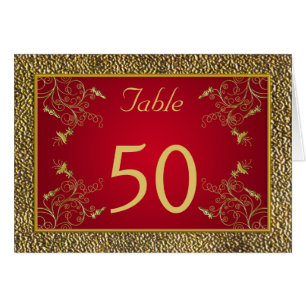 Rich Red and Gold Table Number Card