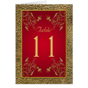 Rich Red and Gold Table Number Card