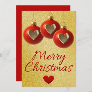 Rich Red and Shimmering Gold Merry Christmas Holiday Card