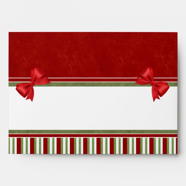 Rich Red Candy Stripes and Bows Envelopes (Front)