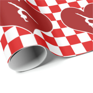 Rich Red Chequered Gymnastics Wrapping Paper