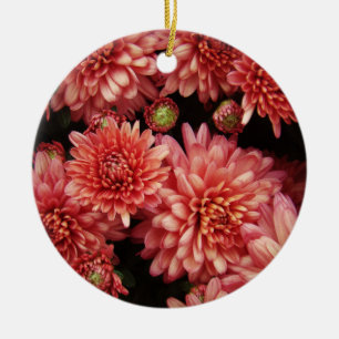 Rich Red Chrysanthemums Ceramic Tree Decoration