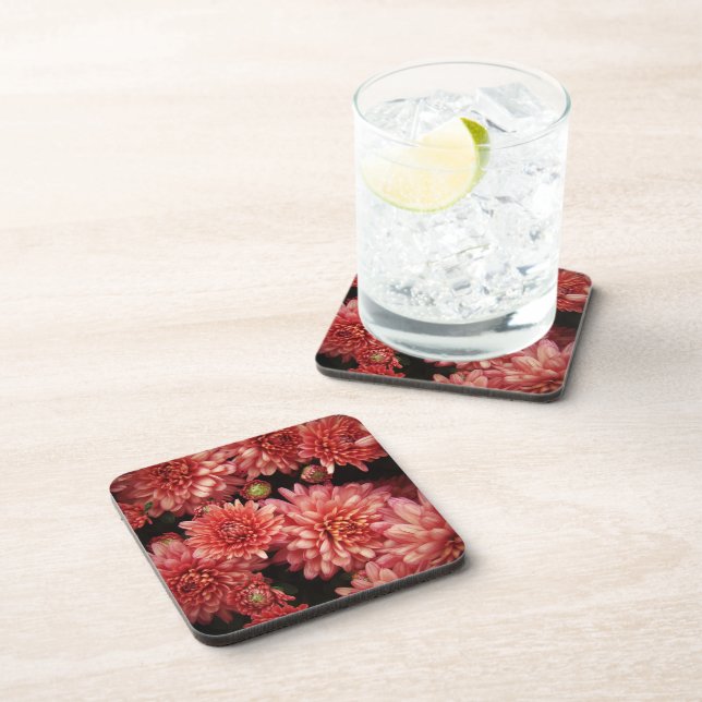 Rich Red Chrysanthemums Coaster (Right Side)