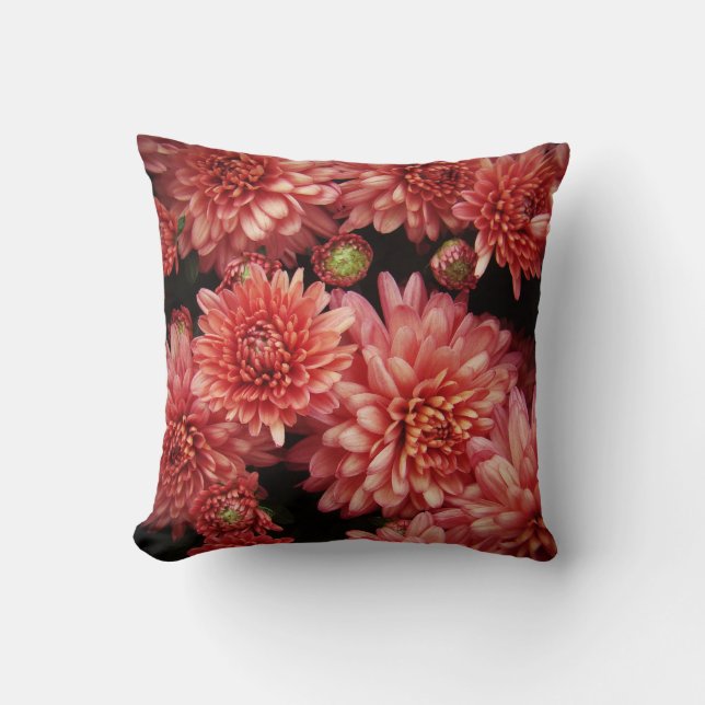 Rich Red Chrysanthemums Cushion (Front)