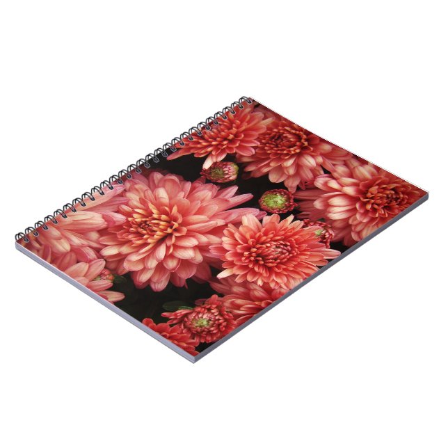 Rich Red Chrysanthemums Notebook (Left Side)