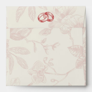 Rich Red French Floral Toile Floral Envelope
