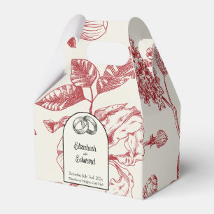 Rich Red French Floral Toile Floral  Favour Box