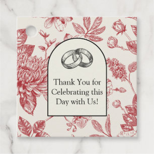 Rich Red French Floral Toile Floral  Favour Tags