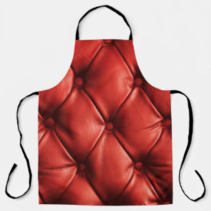 Rich Red Leather: Luxury Textured Detail Apron