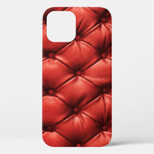Rich Red Leather: Luxury Textured Detail iPhone 12 Case