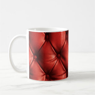 Rich Red Leather: Luxury Textured Detail Coffee Mug