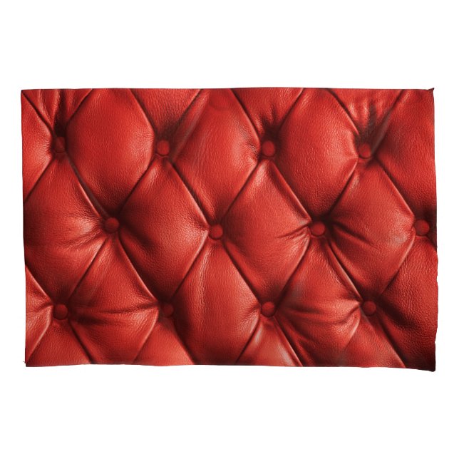 Rich Red Leather: Luxury Textured Detail Pillowcase (Front)
