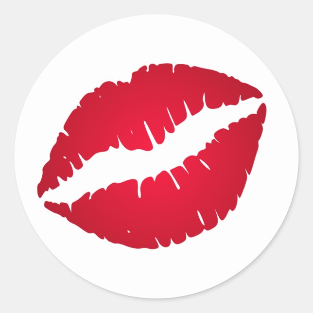 Rich Red Lipstick Classic Round Sticker (Front)