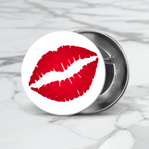 Rich Red Lipstick Kiss Print 3 Cm Round Badge