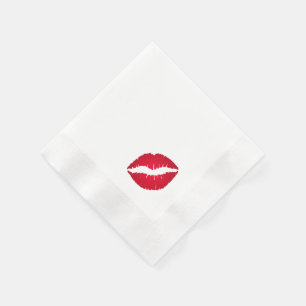 Rich Red Lipstick Kiss Stain Napkin