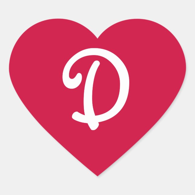 Rich Red Monogrammed Heart Sticker (Front)