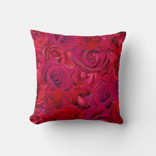 Rich Red Rose Bloom Close-Up Romantic Valentine Cushion