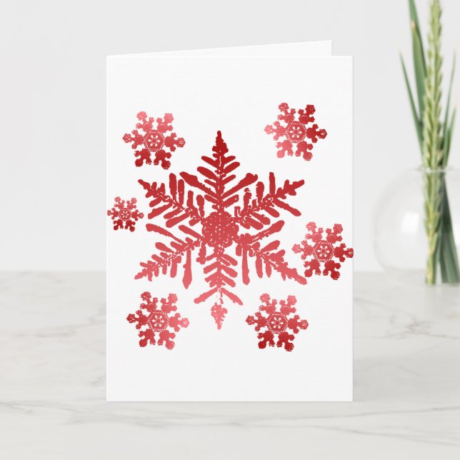 Rich Red Snowflakes Christmas Holiday Card (Front)