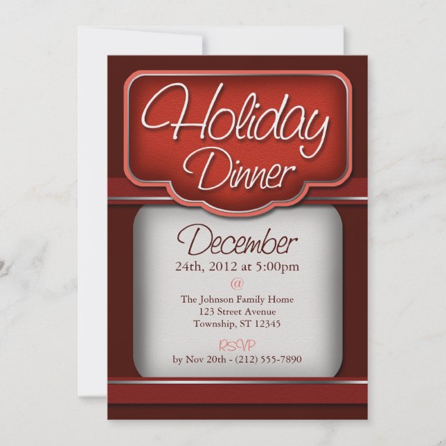 Rich Red Velvet Holiday Dinner Invitations (Front)