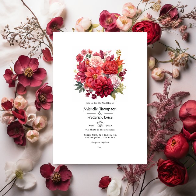 Rich Reds Floral Winter Wedding Invitation (Creator Uploaded)