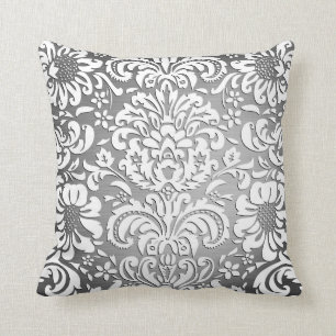 Rich Regal Damask Grey Fade Cushion