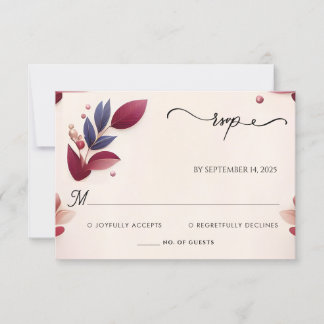 Rich Soft Teal Fall Gem Bold Jewel Tone Wedding RSVP Card