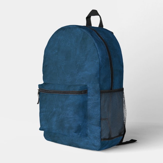 Rich Teal Leather Design Printed Backpack (Back Corner Right)