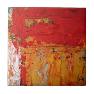 Rich Textured Red Yellow Abstract Tile