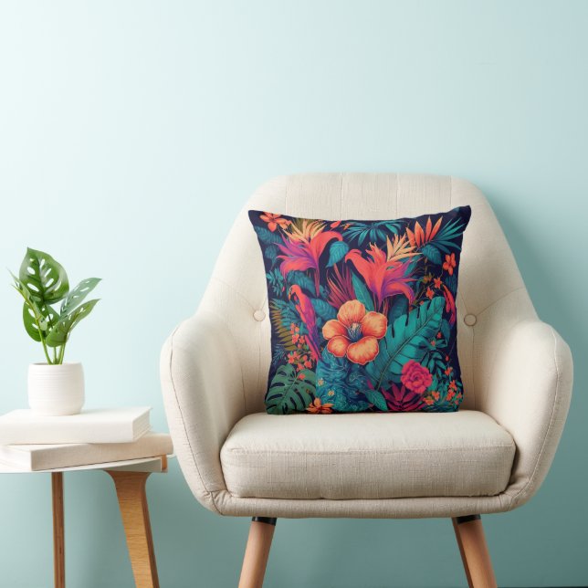 Rich Tropical Floral Pattern Cushion (Chair)