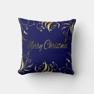 Rich Ultra elegant and luxurious XMAS gold & blue Cushion