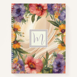 Rich Watercolor Floral Border Hardcover Notebook