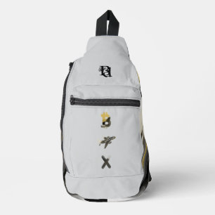 RICH White Sling Bag Trend Abstract Art Black Gold