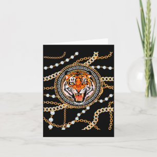 Rich Wild Tiger With Printed Gold Chains &amp; Dia Card
