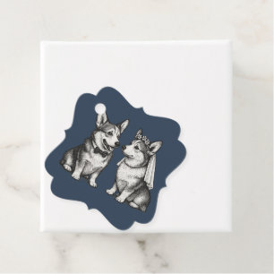 Rich Winter Navy - Whimsical Corgi Wedding  Favour Tags