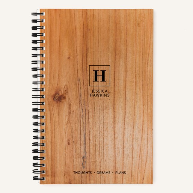 Rich Wood Veneer Classic Monogram Notebook (Front)