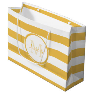 Rich Yellow Monogram With Fresh Even Stripes Large Gift Bag