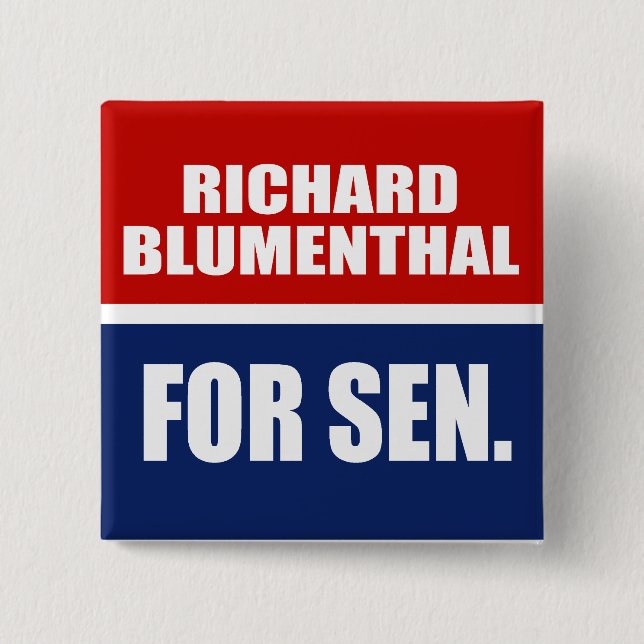 RICHARD BLUMENTHAL FOR SENATE 15 CM SQUARE BADGE (Front)