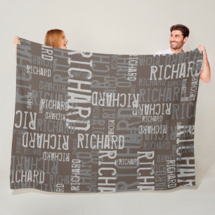Richard custom name modern typography brownish fleece blanket