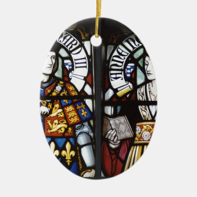 RICHARD III AND QUEEN ANNE OF ENGLAND CERAMIC TREE DECORATION (Front)
