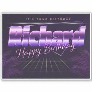 Richard Name Vorname lila retro Sticker Geburtstag