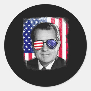 Richard Nixon Us Flag 4th Of July Classic Round Sticker