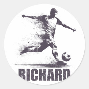 Richard Soccer Boys Personalised First Name Richar Classic Round Sticker