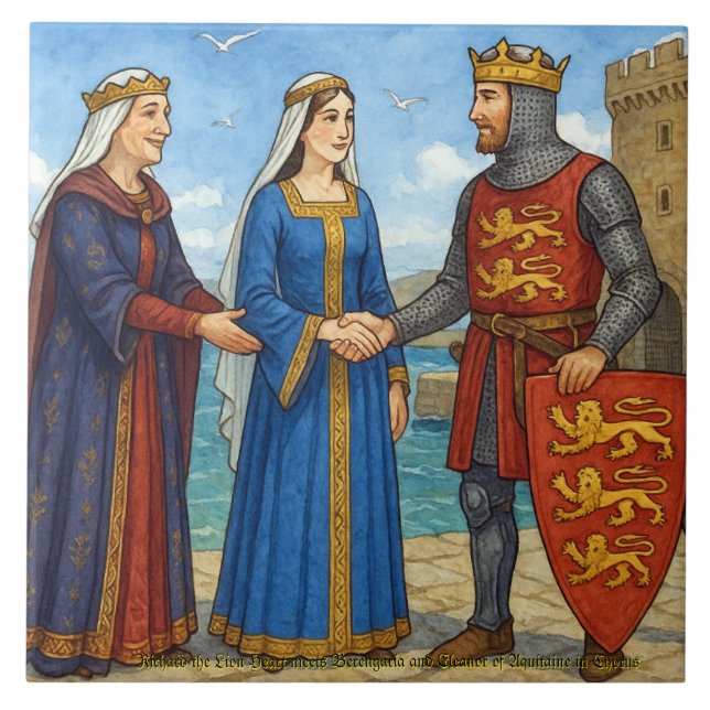 Richard the Lionheart and Berengaria of Navarre Ceramic Tile (Front)